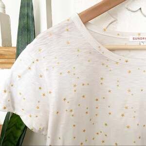 Sundry Pima Cotton Yellow Star Print Tee